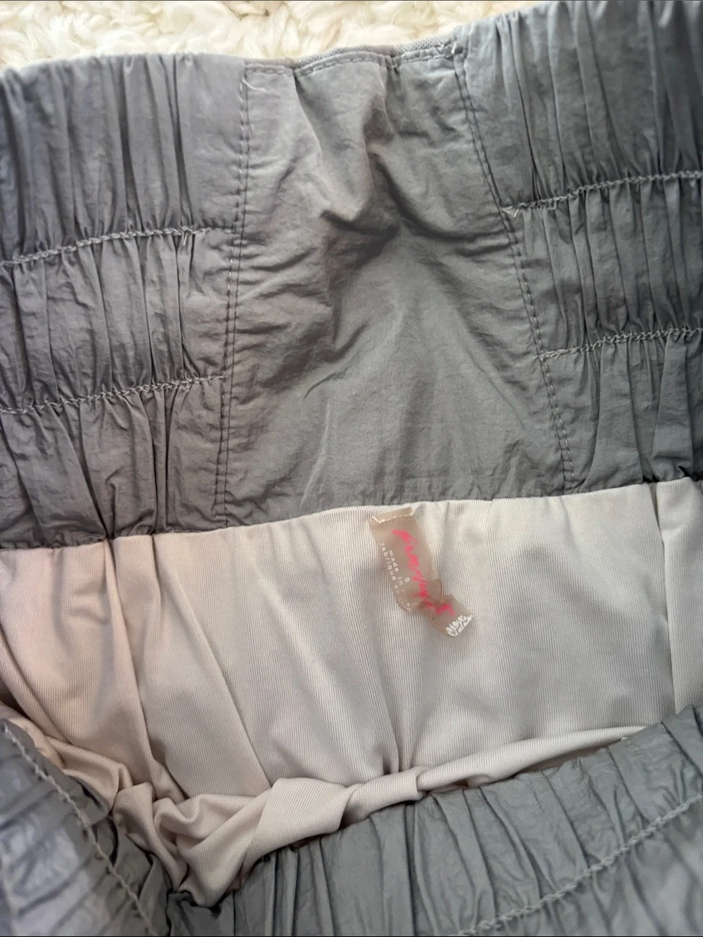 FP Movement by Free People Smocked Waist Light Gray Athletic Shorts - Picture 3 of 5